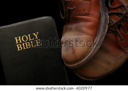 Our Christian Walk: Dusty worn-out shoes represent our persevering walk with Christ.