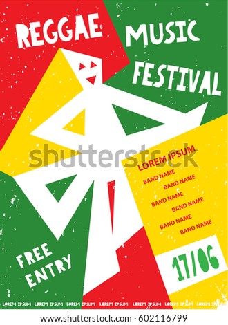 Reggae music festival template design for poster, banner, billboard