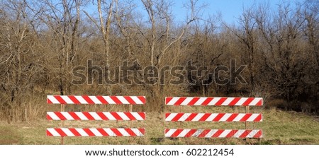 Red and White Road Closed Panels, Without Words,Up Close