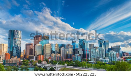 City Skyline of Calgary, Alberta, Canada Royalty-Free Stock Photo #602225225
