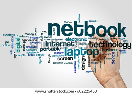 Netbook word cloud concept on grey background