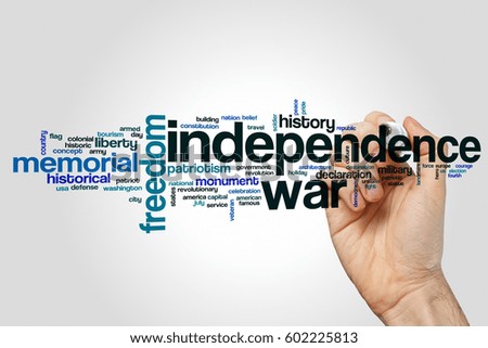 Independence war word cloud concept on grey background