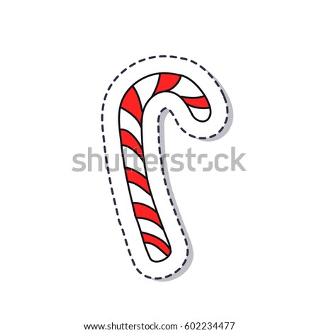 doodle icon, sticker. Christmas candy. isolated on white background. vector illustration