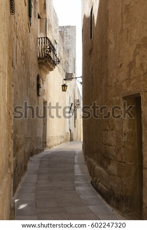  Old narrow line in ,Valletta is the capital city of Malta. The historical city has a population of 6,444 and expect 1.6 million visitors each year. World Heritage City.