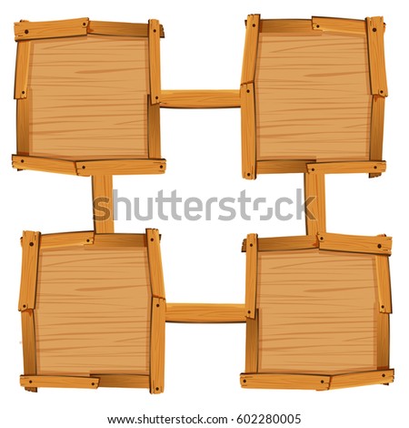 Four wooden square as board templates illustration