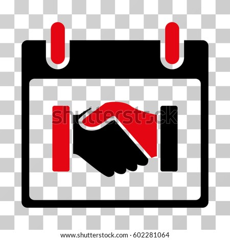 Handshake Calendar Day icon. Vector illustration style is flat iconic bicolor symbol, intensive red and black colors, transparent background. Designed for web and software interfaces.