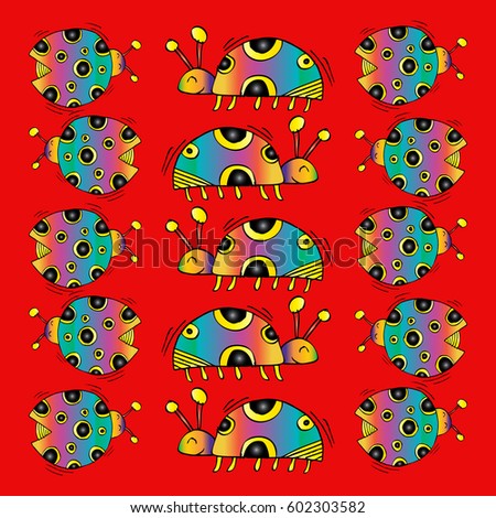 Pattern with cute  ladybugs. 