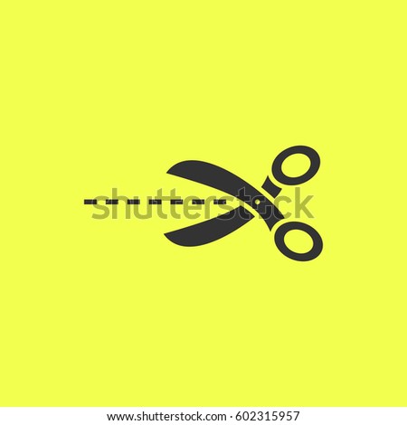 Cut icon flat. Black pictogram. Vector illustration symbol 