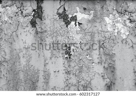 Texture of aged paint on metal. Background photo black and white