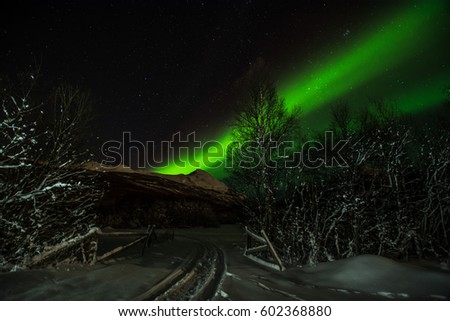 Northern lights, Aurora Boreale. Series of pictures to make a short time lapse. Lyngen Alps.