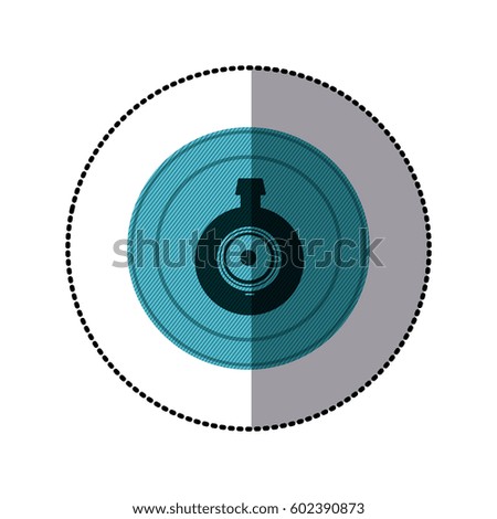 sticker of blue circular frame with video security camera lens vector illustration