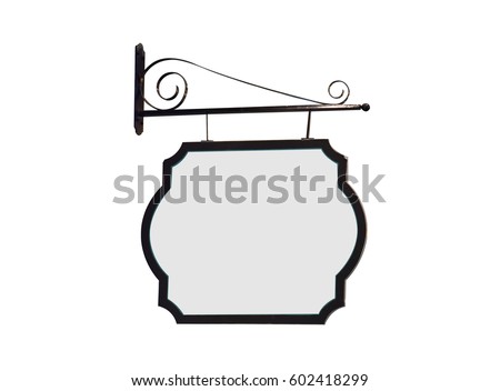 Vintage shop sign isolated on white background with clipping path