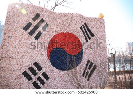 South Korea flag accepted back light shining.