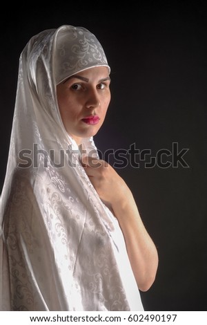 The girl in a hijab, a Muslim woman, girlfriend
