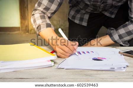 Concept business,business man finance and desk documents