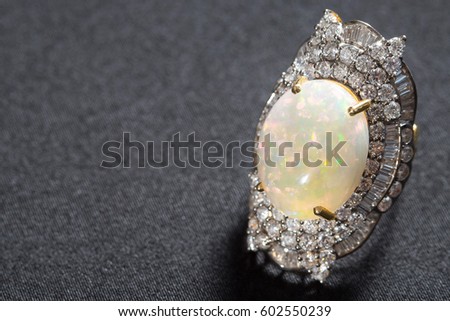 Diamond ring with gemstone,Opal