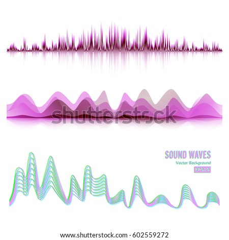 Music Sound Waves Pulse Abstract Vector. Digital Frequency Track Equalizer Illustration