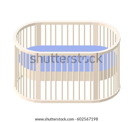 Round cot. Baby Crib. Modern nurse design. Vector illustration eps 10 isolated