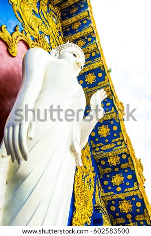 Standing White Buddha at Modern Thai Church, Thailand