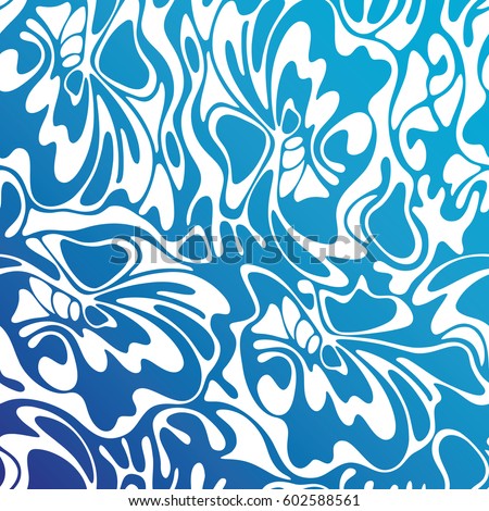 Vector color seamless swirl sea  background. Blue abstract floral texture. Classic blue, color of the year 2020.
