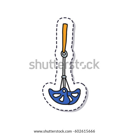 doodle icon, sticker. climbing cam (for rock climbing or mountaineering). isolated on white background. vector illustration