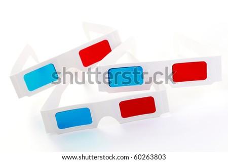 3-d glasses on white - fun and entertainment
