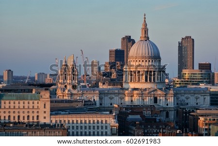 St Paul's cathedral in the skyline of London 
