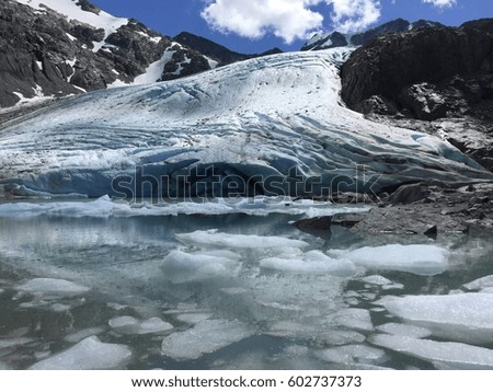 melting glacier in summer