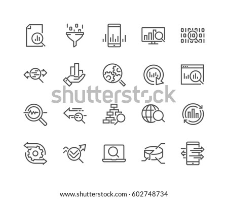 Simple Set of Data Analysis Related Vector Line Icons. 
Contains such Icons as Charts, Graphs, Traffic Analysis, Big Data and more.
Editable Stroke. 48x48 Pixel Perfect. Royalty-Free Stock Photo #602748734