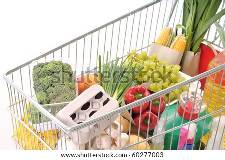 Shopping trolley full of grocery - a series of SHOPPING TROLLEY images.