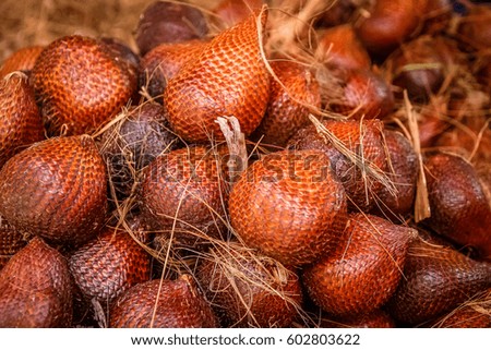 Delicious Salak snake fruit on market in Indonesia