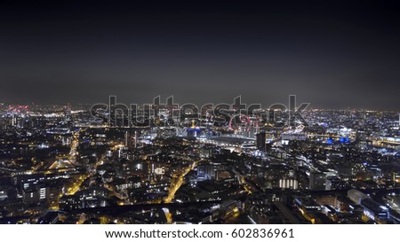 Aerial nigh view of London
