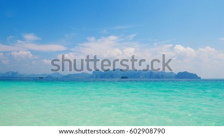 Krabi province in southern of Thailand beautiful sea  color shade of the sea summer