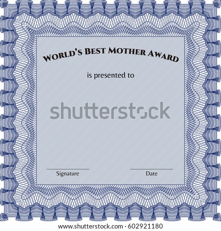 Vector illustration of World's Best Mother Award Template Blue Color