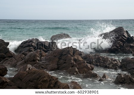 Kangaroo Island Australia, waves breaking over rocks at Stokes Bay