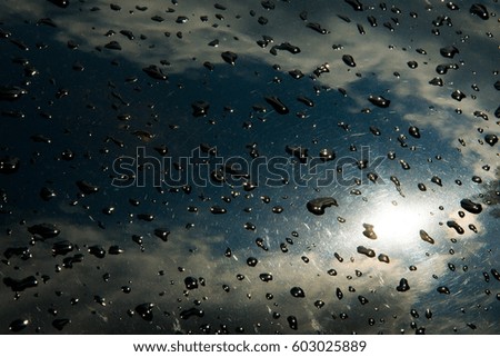 Texture, background. raindrops. On the paintwork of the vehicle. painted surfaces in a building or vehicle.