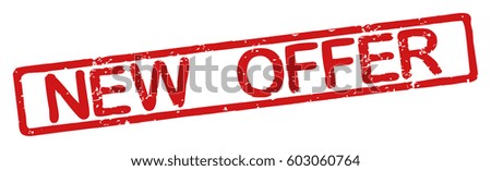 Stamp with word "new offer", grunge style, on white background