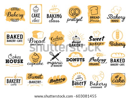 Bakery logotypes set. Bakery vintage design elements, logos, badges, labels, icons and objects Royalty-Free Stock Photo #603081455