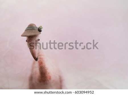Pink Flamingo handmade. Minimalistic background in pink tones. An unusual background for text.
