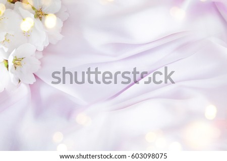 Wedding background with almond flowers Royalty-Free Stock Photo #603098075