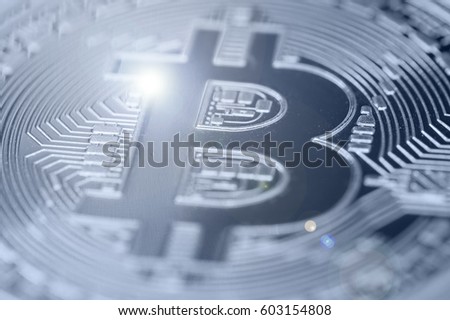 closeup on golden bitcoin