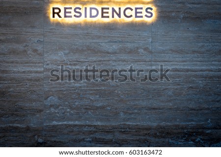 Alphabets arranged to form the word RESIDENCES