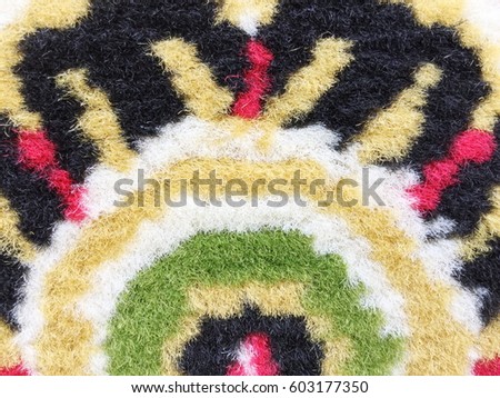 Close up of colorful carpet texture