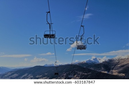 chairlift on the sky of the Dolomite