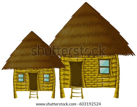 Beach hut bungalow on white