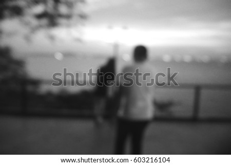 Picture blurred  for background abstract and can be illustration to article of couple relax in restaurant