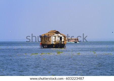 Houseboat on Kerala backwaters. Kerala, India
