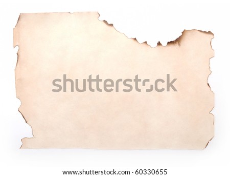 burnt edges paper isolated on white background