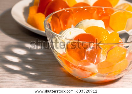 Mouthwatering Orange Jelly- Jello  Royalty-Free Stock Photo #603320912