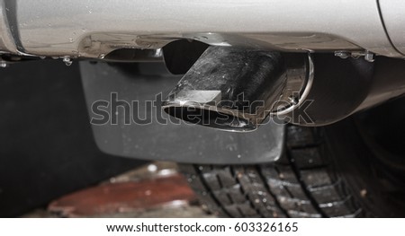 Car exhaust. Auto exterior detail.Car silencer